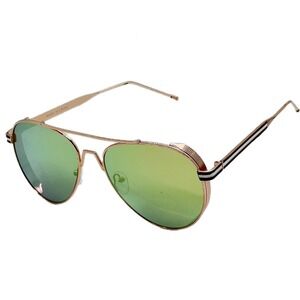 Sunglasses Yelow Mirrored Lens Gold Frame Classic Driving Festival Shades Lentes